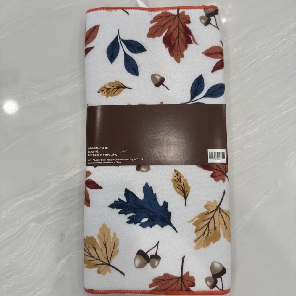 Hobby Lobby Fall Dish Drying Mat 14x21 Leaves Thanksgiving Kitchen NEW - Picture 5 of 8